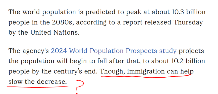 In an article on the world's population peaking in the 2080s, it says 