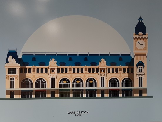 Drawing of the station gare de Lyon in Paris