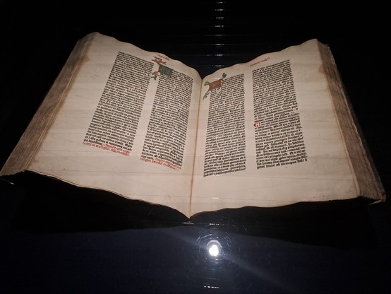 A Gutenberg bible open.