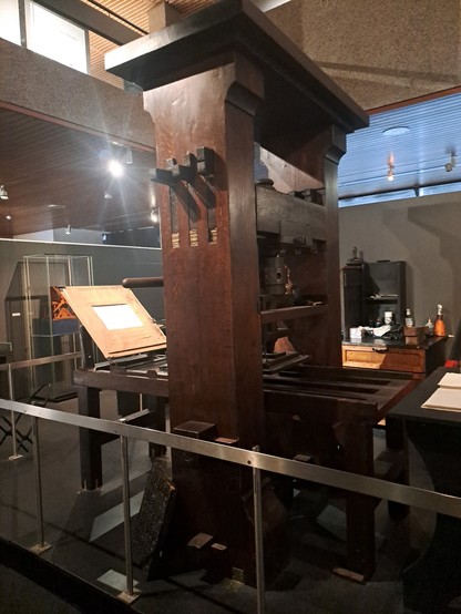 A Gutenberg press - a large wooden press.
