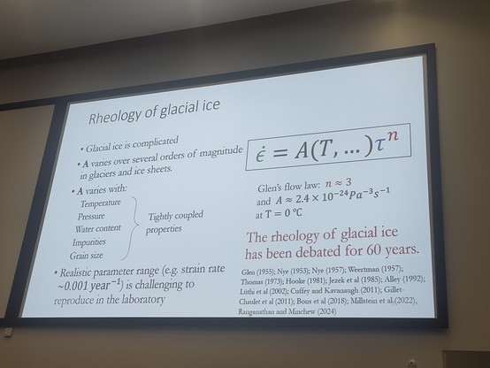 Slide listing ice rheology problems